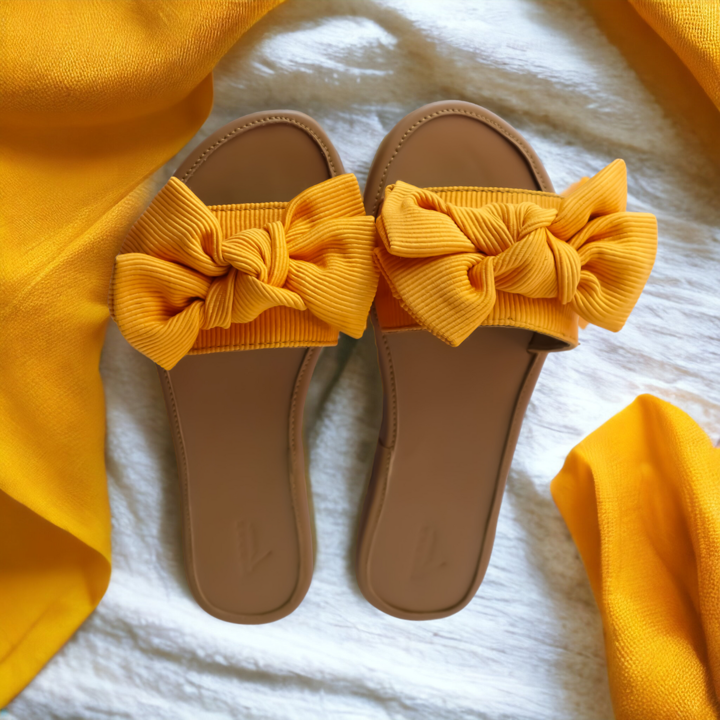 Vibrant and Stylish Yellow Bow Tie Slippers