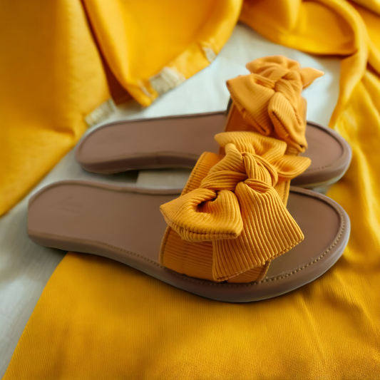 Vibrant and Stylish Yellow Bow Tie Slippers