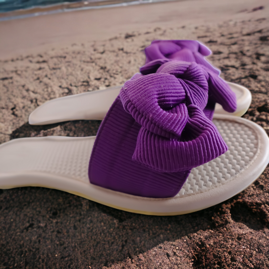 Stylish and Comfortable Purple Bow Tie Slippers